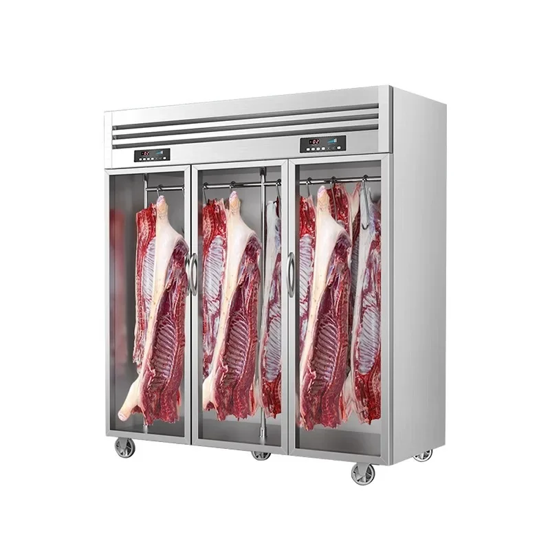 

Commercial large-capacity refrigerated vertical freezer display cabinet for hanging beef and mutton.