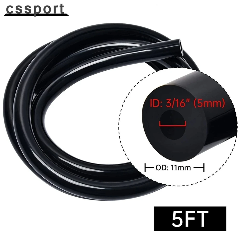 

Silicone Vacuum Tubing Hose Line 5mm 3/16 inch 5FT 130PSI Max Pressure Black