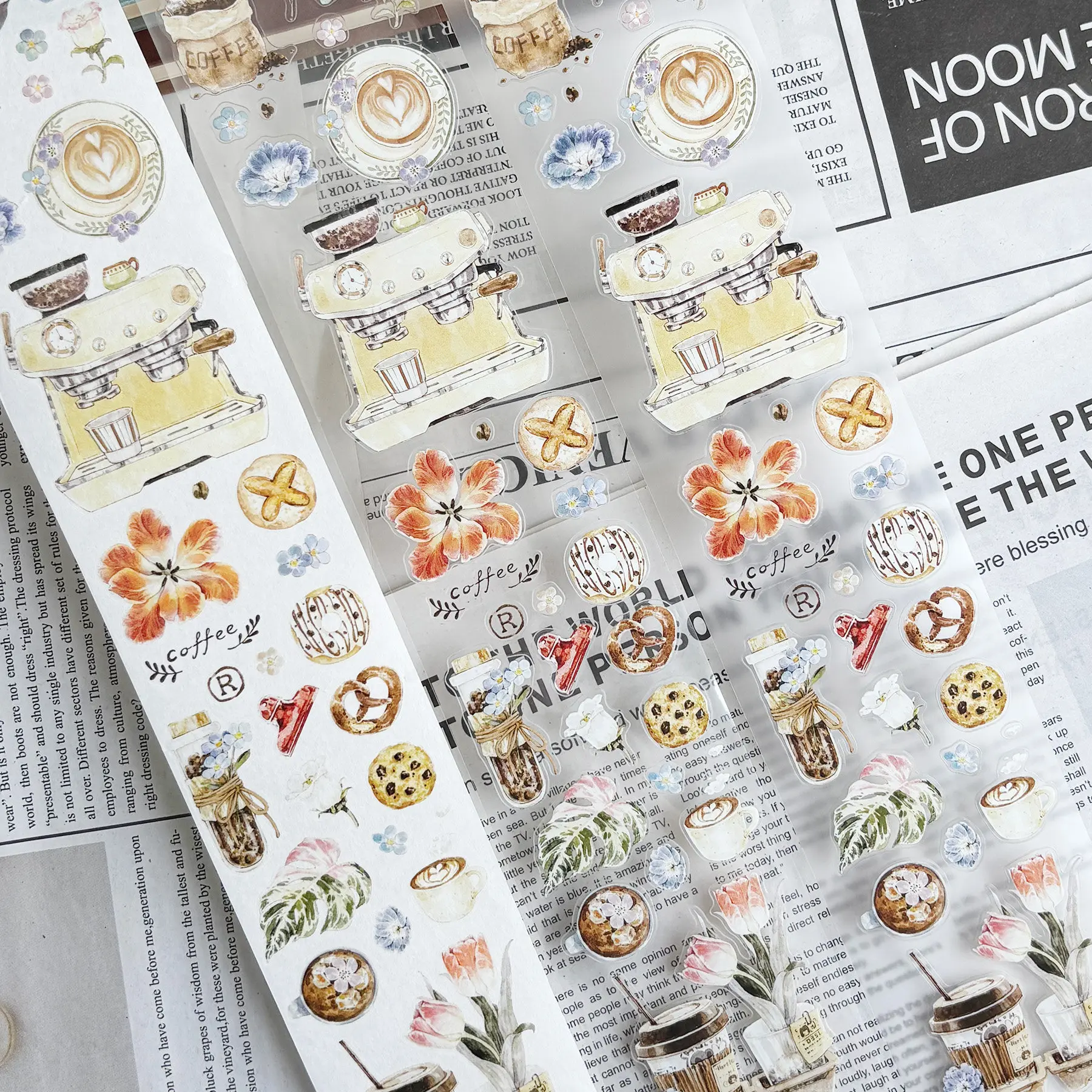 Zi Yuan Su Coffee Theme PET Washi Die Cut Tape Mini Objects Pattern Decorative Stickers DIY Scrapbook Journal Decor Supplies