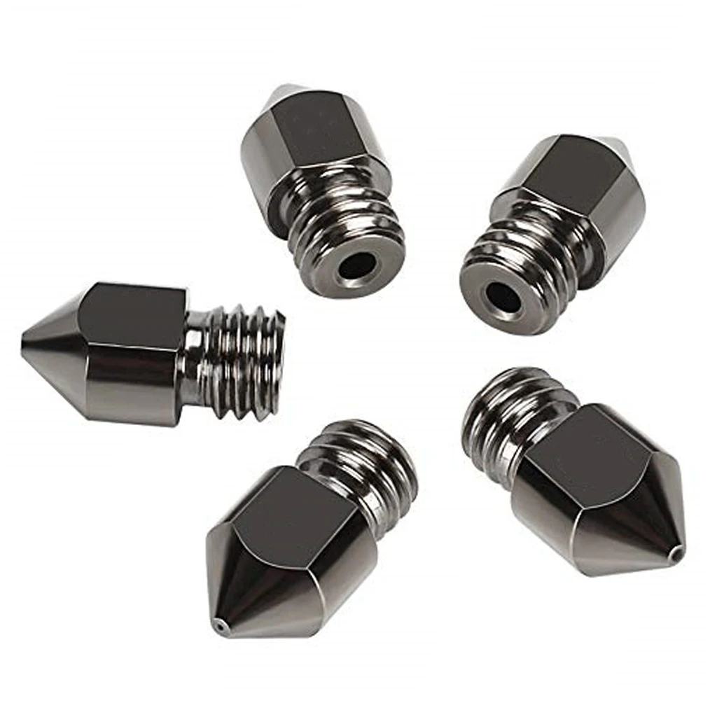 Creality 5PCS Hardened Steel MK8 Nozzle 0.4mm Hotend Extruder All Metal Nozzle for CR-10/Ender 3/Ender 3S/5/6 3D Printer 1.75mm