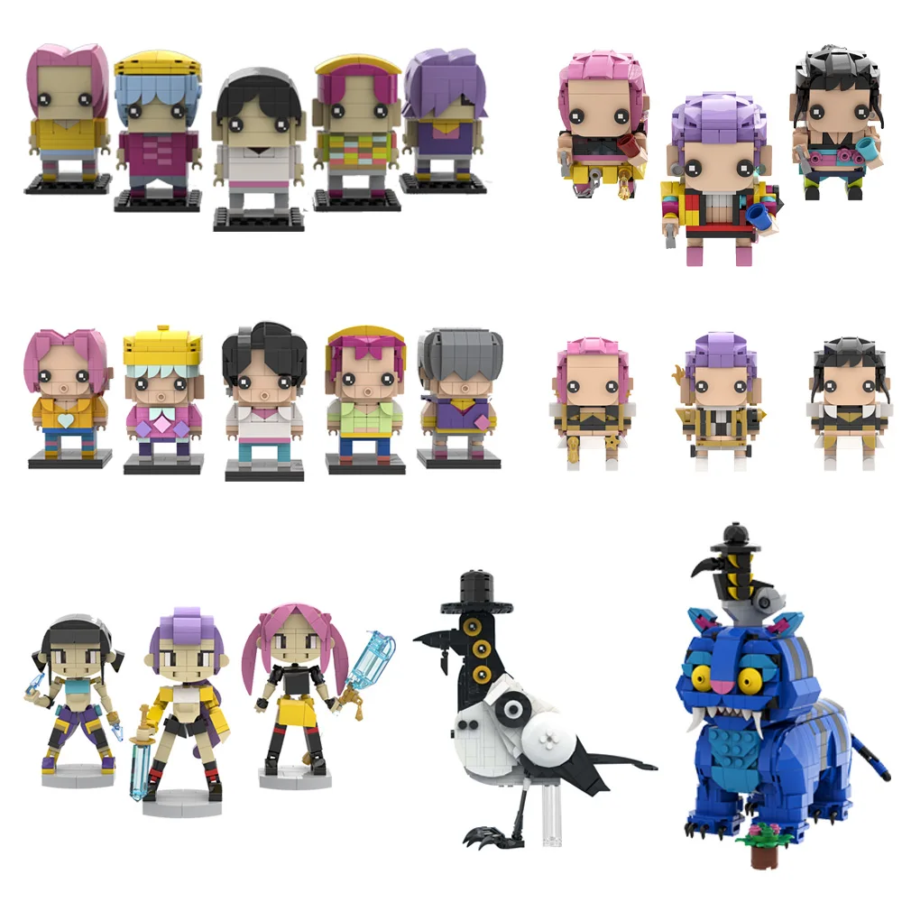 

Gobricks MOC K-pops Demoned Hunters Лев Ворона Кирпичи Модель Саджас Мальчики Строительные блоки Руми Санти Фигурки Игрушки Детские подарки