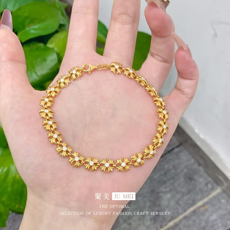 9999 24K real gold store same style women's gold bracelet fashion gift beautiful jewelry