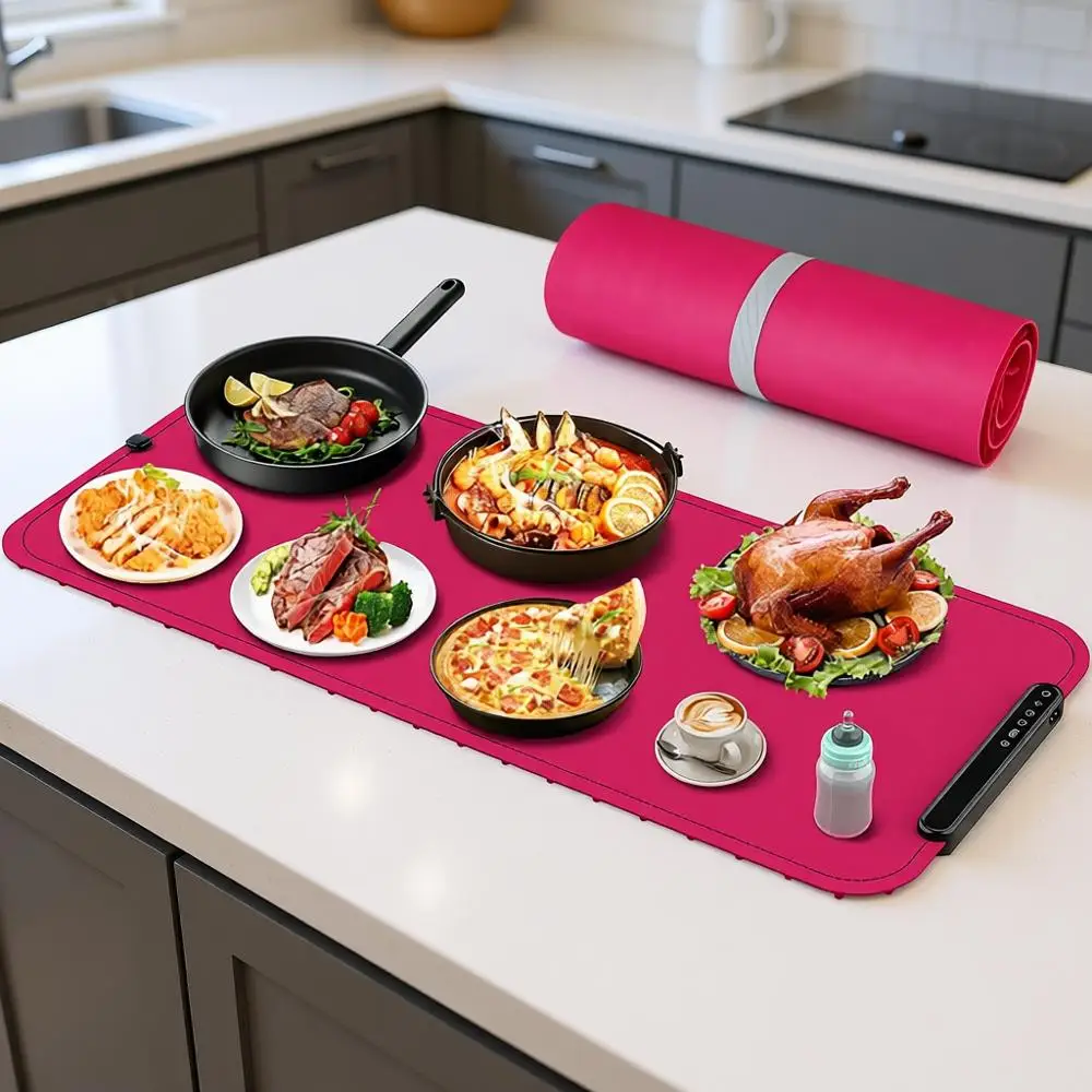 

Electric Warming Tray XXL Wood Warmer Mat with Fast Even Surface Heating, Great Gift for Women, Hosts (Rose Pink)
