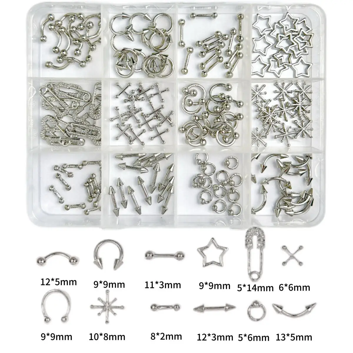 

1Box Punk Style Nail Charms Accessories Piercing Alloy Studs Metal Curve Arrow Rivet Parts For Nails Art Decoration Supplies
