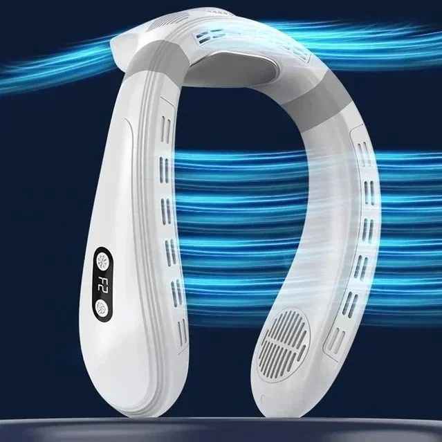 Neuer tragbarer Nackenventilator 5200mAh Nackenklimaanlage Wiederaufladbarer Halbleiter-Kühlventilator Persönlicher Outdoor-Ventilator Tragbarer Kühler