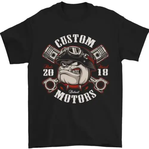 Bulldog Custom Motorcycle Motorbike Biker Mens T-Shirt 100% Cotton