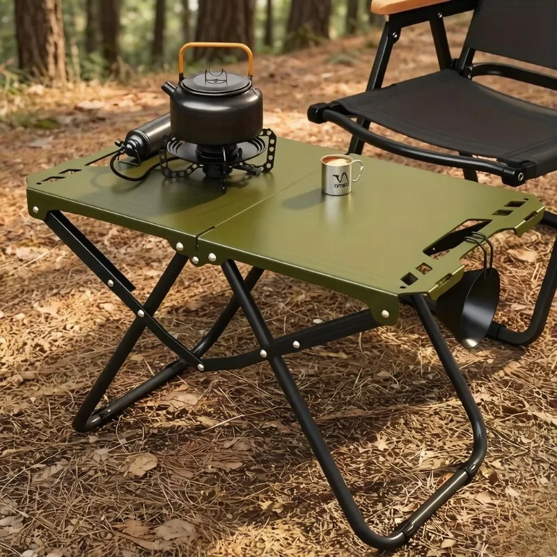 Lightweight Folding Camping Table with Tripod Base & Carry Handle, Portable Picnic Desk for Outdoor Activities