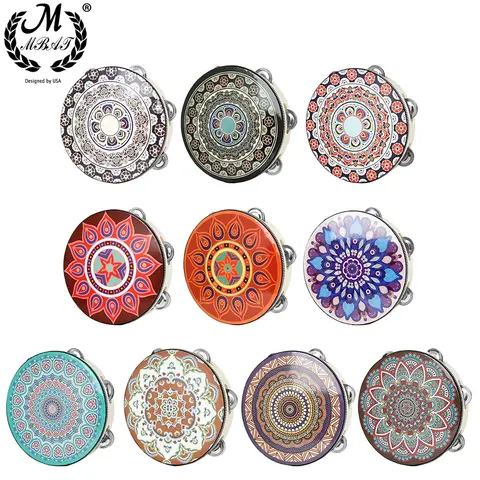 휴대용 8 인치 탬버린 단일 행 둔황 고대 스타일 핸드 드럼, 어린이 성인 교육 악기 탬버린