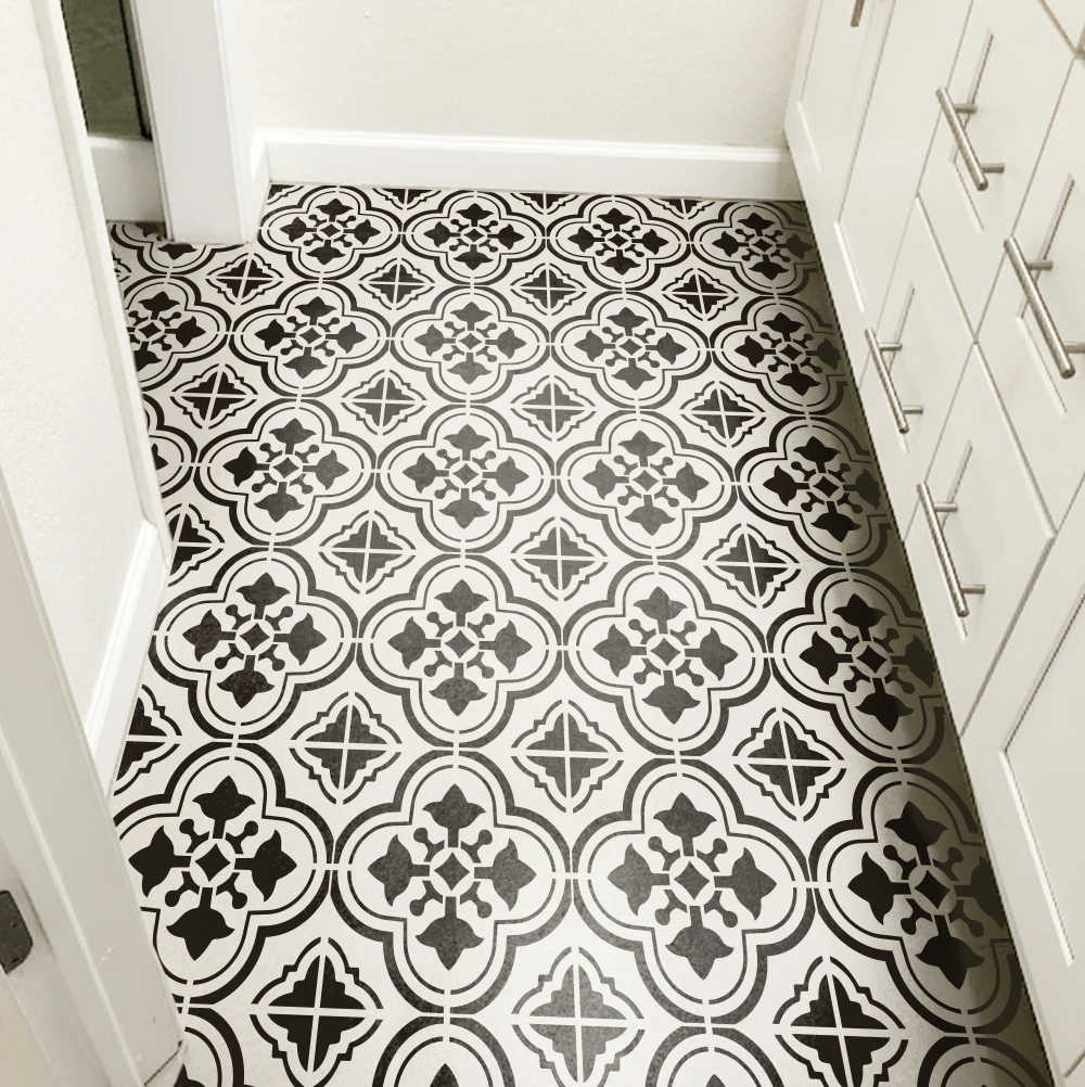 

Настенный трафарет для рисования плитки 40 см-80 см, цветок в марокканском стиле, пластиковый водонепроницаемый многоразовый большой шаблон, домашний декор, ремесленный пол