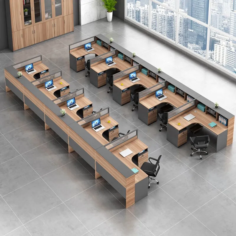 Modern minimalist staff office desk and chair combination