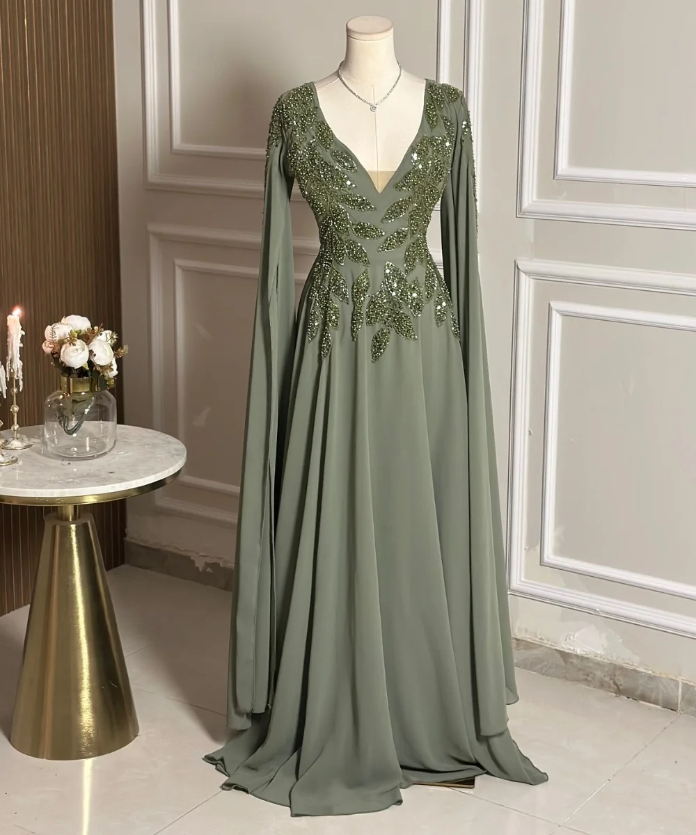 

Изысканные шифоновые плиссированные длинные платья трапециевидной формы с v-образным вырезом по индивидуальному заказу, вечерние, официальные, одинаковые