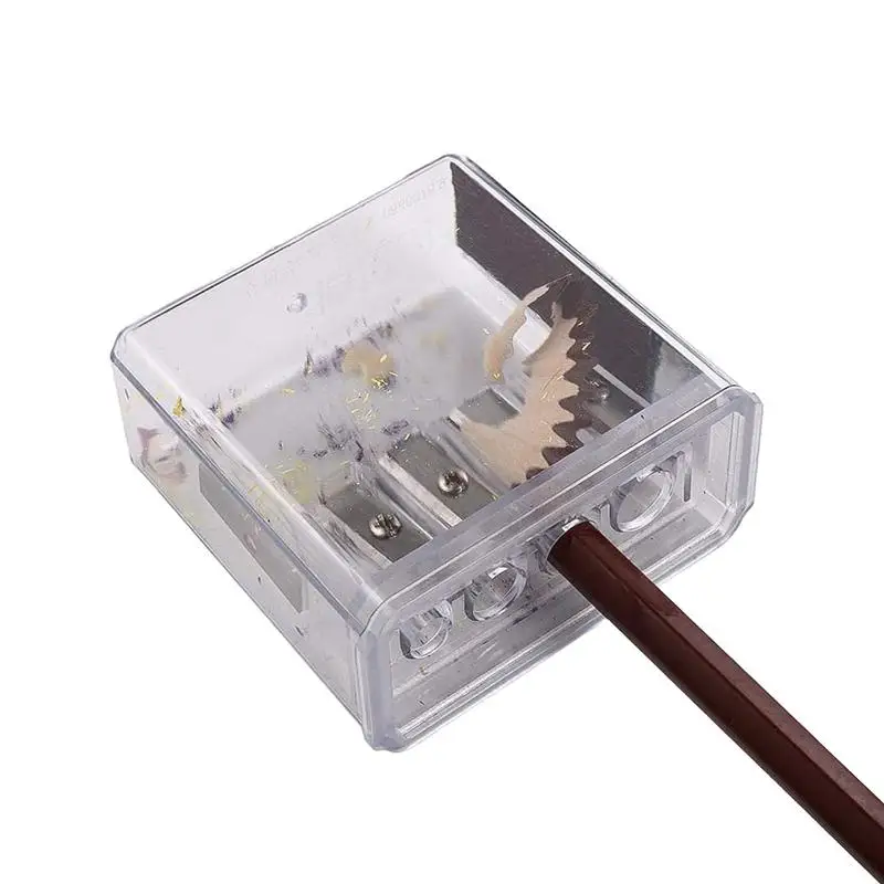 4 Holes sketch Pencil Sharpener with Lid Long Core Lead Drawing Art Multi-functional Manual Sketching Drawing Supplies