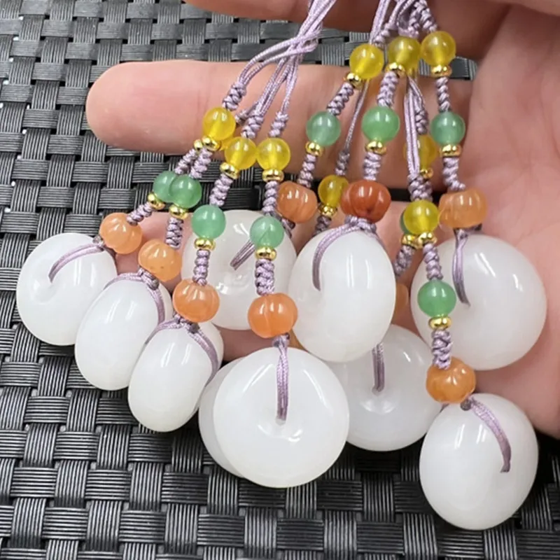 Xinjiang Hetian White Jade Water Drop Jade Pendant Gold Silk Jade Buckle Pendant White Jade Cabbage Necklace Blank Plates Jade P