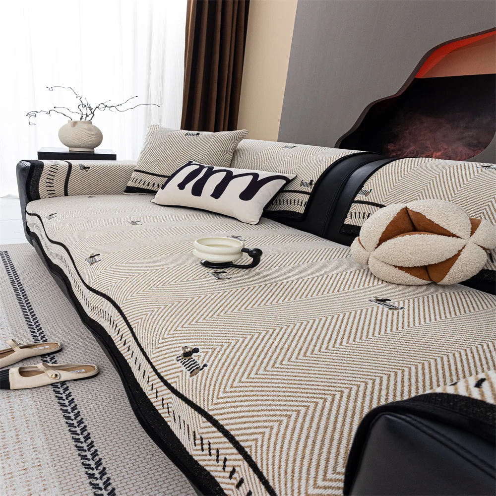 2025 New Autumn and Winter Thickened Light Luxury Corduroy Non-slip Anti-cat Scratch Non-stick Wool Sofa Cushion Cover