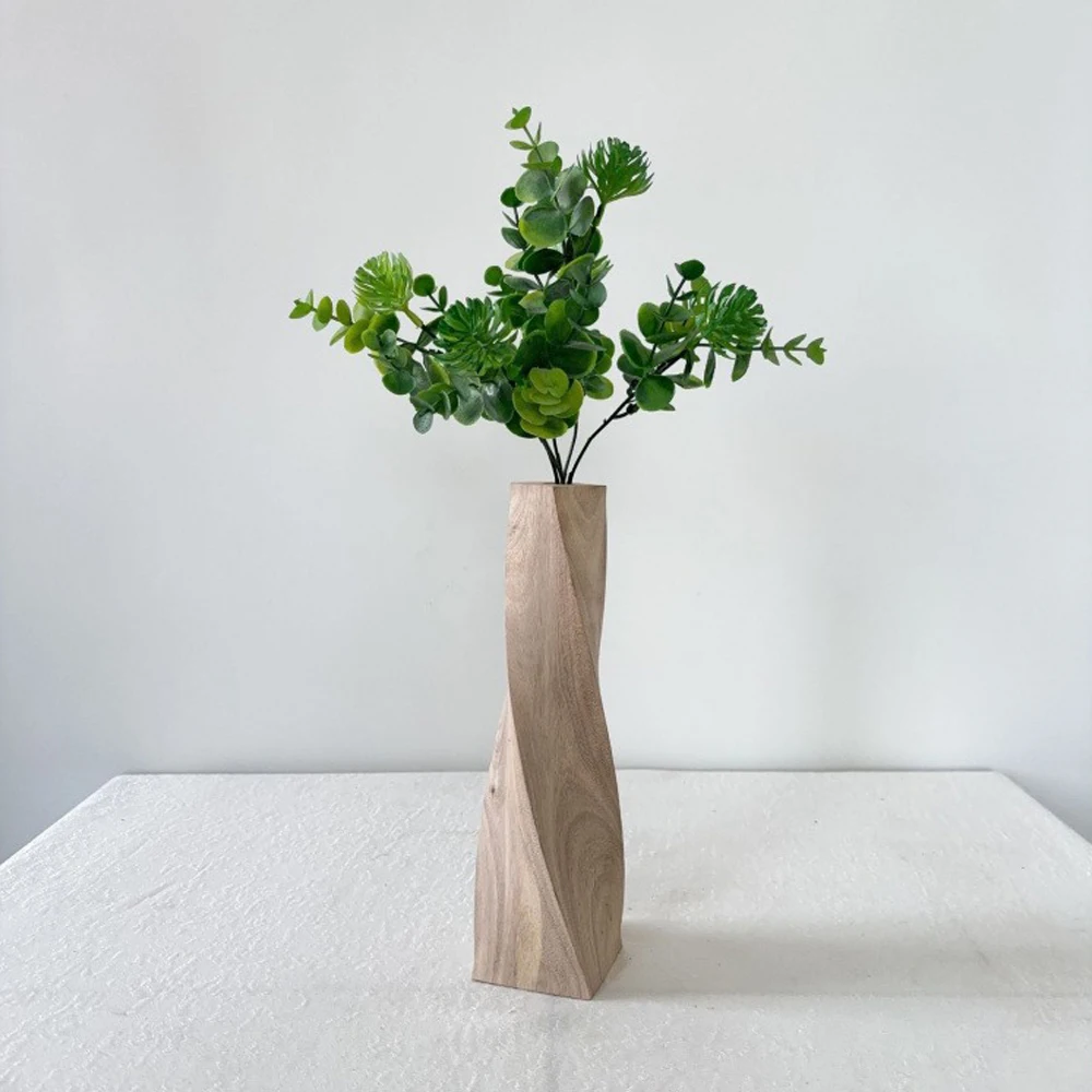 Nordic Simple Modern Solid Wood Wooden Vase Creative Home Art Paulownia Wood Vase Ddecoration Living Room Dining Room Decoration