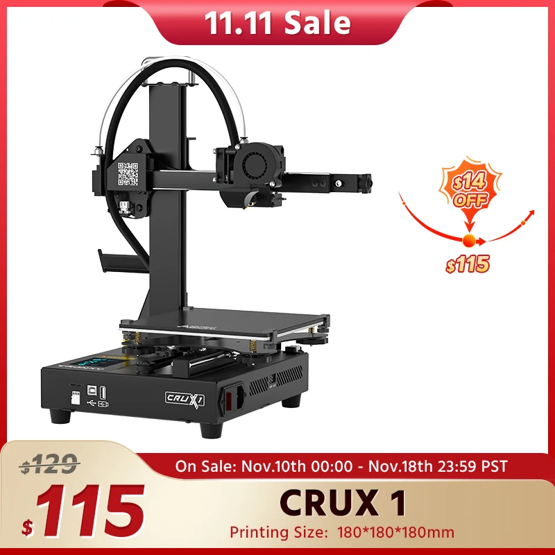 Tronxy FDM 3D Printer CRUX 1 Mini High Precision 3d Printers 3d Printer Kit 180*180*180mm Double Metal Guide Rail Direct Extrude