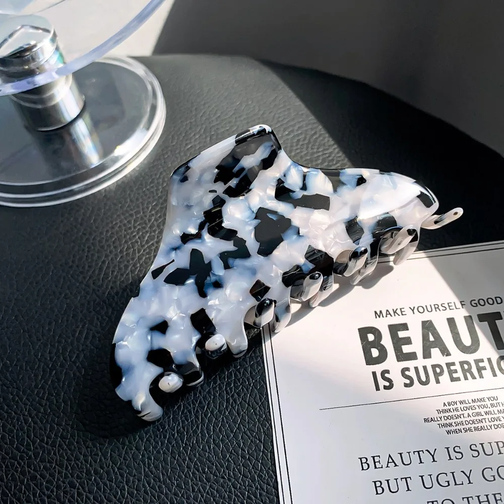 

Solid Color Fresh Acetate Hair Claw Leopard Printing Shark Clip Printing Shark Clip Hairpin Headwear Tortoiseshell Hair Claw