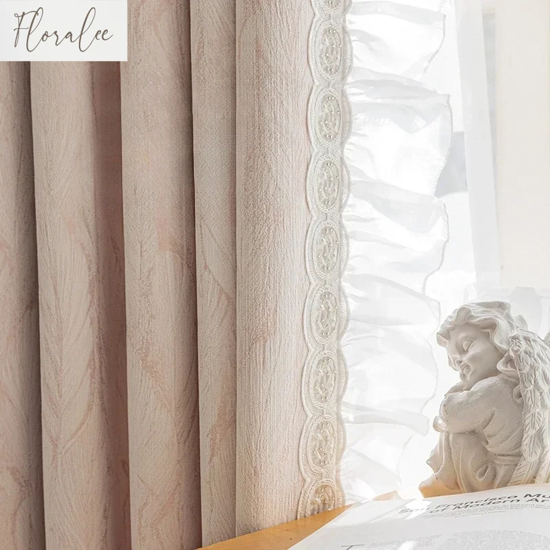 

Chenille Light Luxury Blackout Curtain Creme Fraiche Wind Curtains for Living Room Bedroom Window Screen Custom Size Solid Color