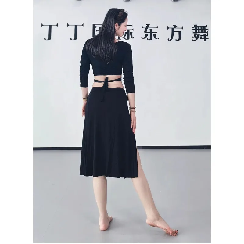 فستان ممارسة الرقص الشرقي مخصص سلسلة مشروط ربطة عنق وتنورة متوسطة متعددة الاستخدامات زي الرقص الشرقي ملابس الرقص الغريبة