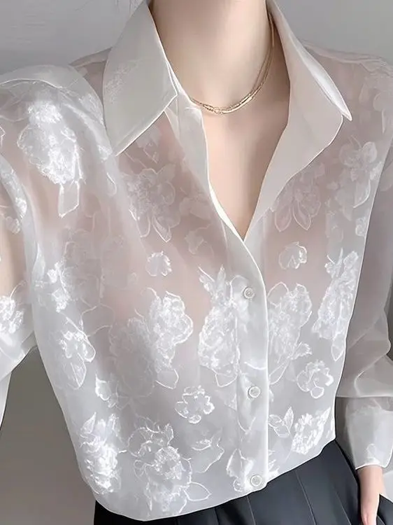 

Sli Women's Sun Protection irt Korean Loose Fit Long Sve Ne Pure Color Design Spring Summer Faion Trend