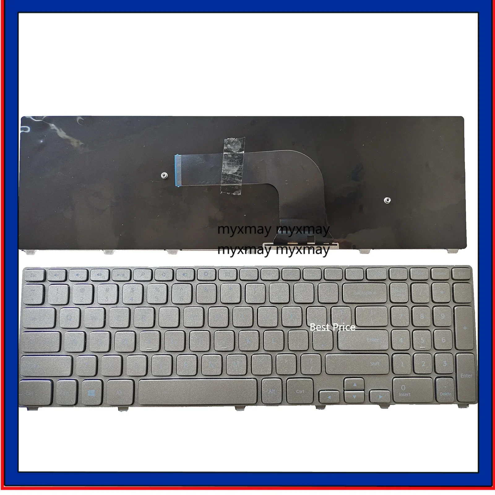 

US Laptop Keyboard for DELL Inspiron 17 7000 7746 7737 15HR 0D4DD2 P24E no pointer no backlight silver