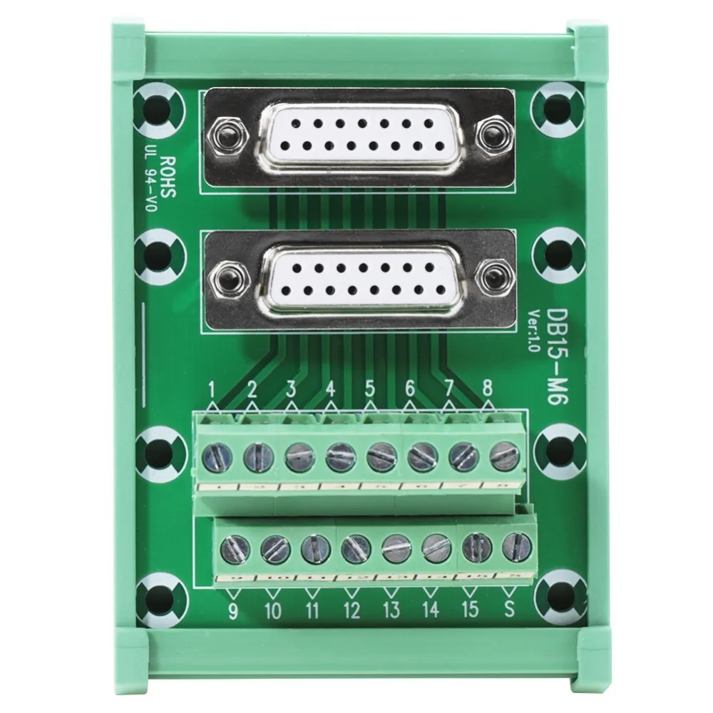 

Connection Board DB15-M6 DB15 DIN Rail Double Female Head DIN Rail Mount Terminal Block Terminal Block Board Electrical Cabinet