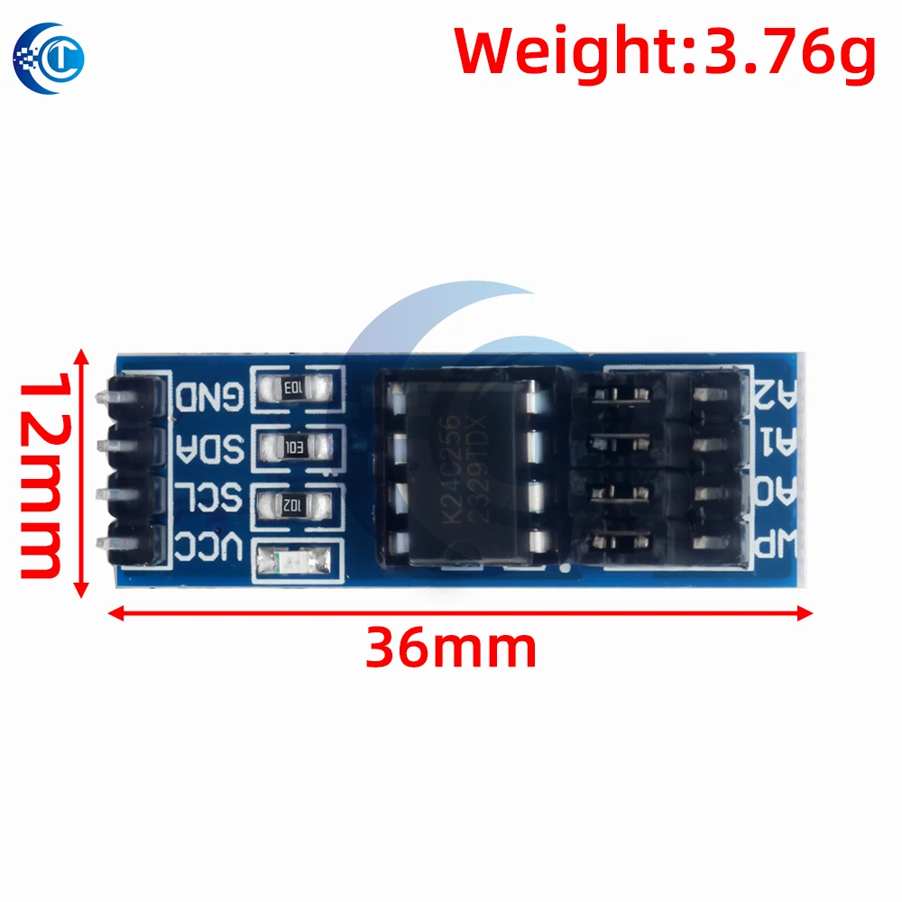 AT24C256 256Kbit I2C EEPROM Module - 1.8-5.5V Wide Voltage, SOP-8 Package & Address Pins for Arduino