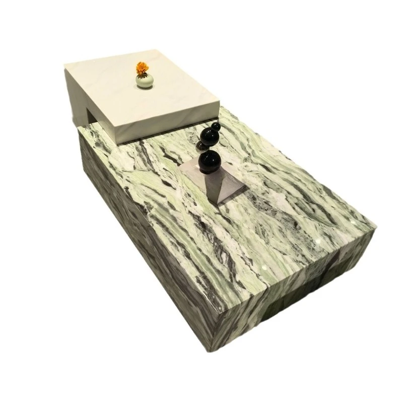 

Italian minimalist modern living room marble coffee table telescopic rectangular marble coffee table