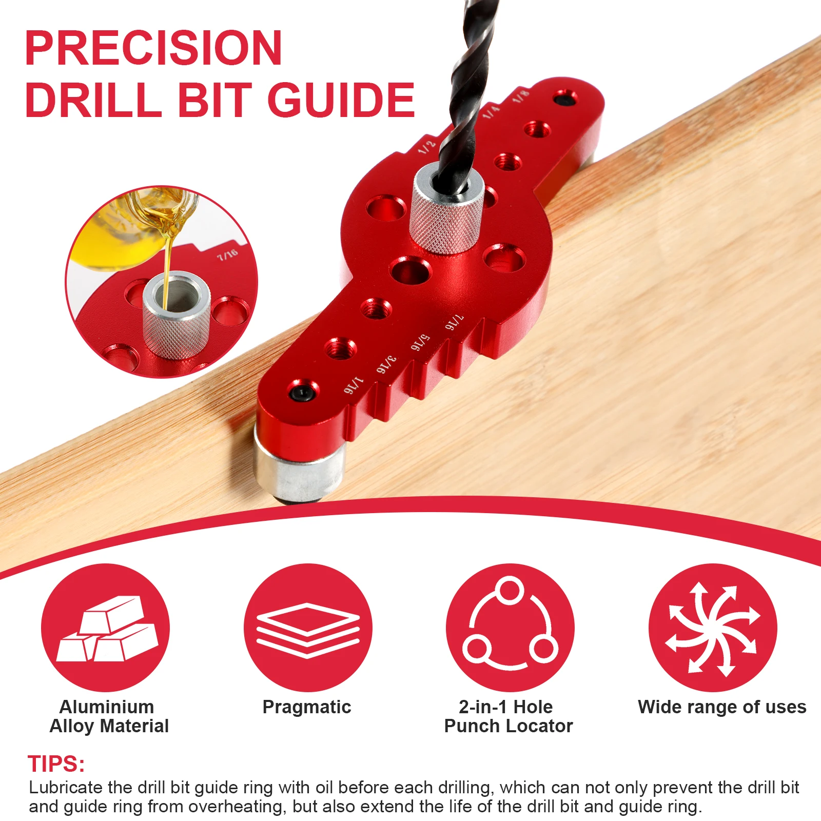 2 in 1 Self Centering Dowelling Jig Woodworking Joinery Hole Drill Guide,Wood Dowel Hole Positioner Locator Wood Drill Hole