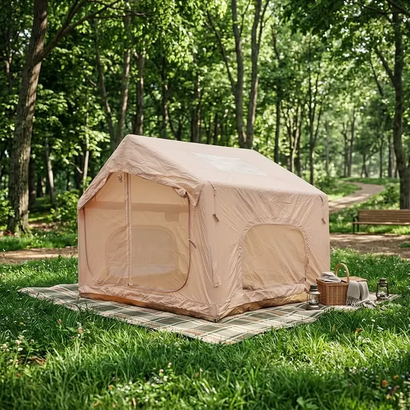 2026 Popular Fashion 7.5㎡ Foldable Air Tent Oxford PVC Anti-Rain Window Breathable Outdoor Inflatable Camping Shelter