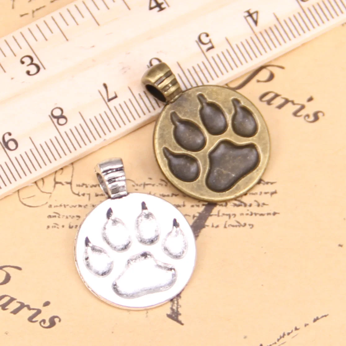 

36pcs Charms For Jewelry Making bear paw 21mm Antique Silver Plated Pendants DIY Handmake Tibetan Silver Bracelet Necklace