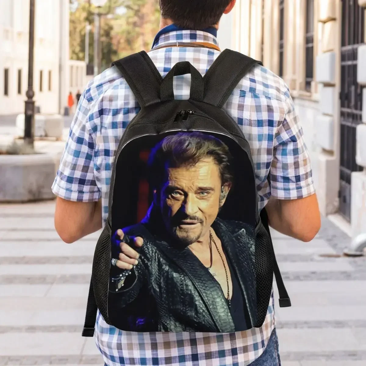 Customized Johnny Hallyday Backpacks Men Women Fashion Bookbag for College School French Rock Singer Bags