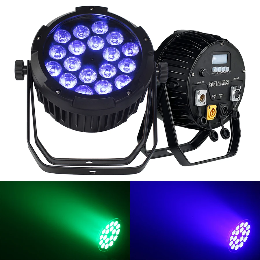 IP65 Waterproof Led Par 18x18W RGBWA+UV Stage Light Wash Effect DMX512 For Disco DJ Projector Machine Party