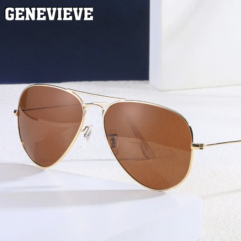 GENEVIEVE Classic Fashion Aviator Sunglasses UV400 Protection Men's and Women's Retro Sunglasses Customizable Prescription 3025