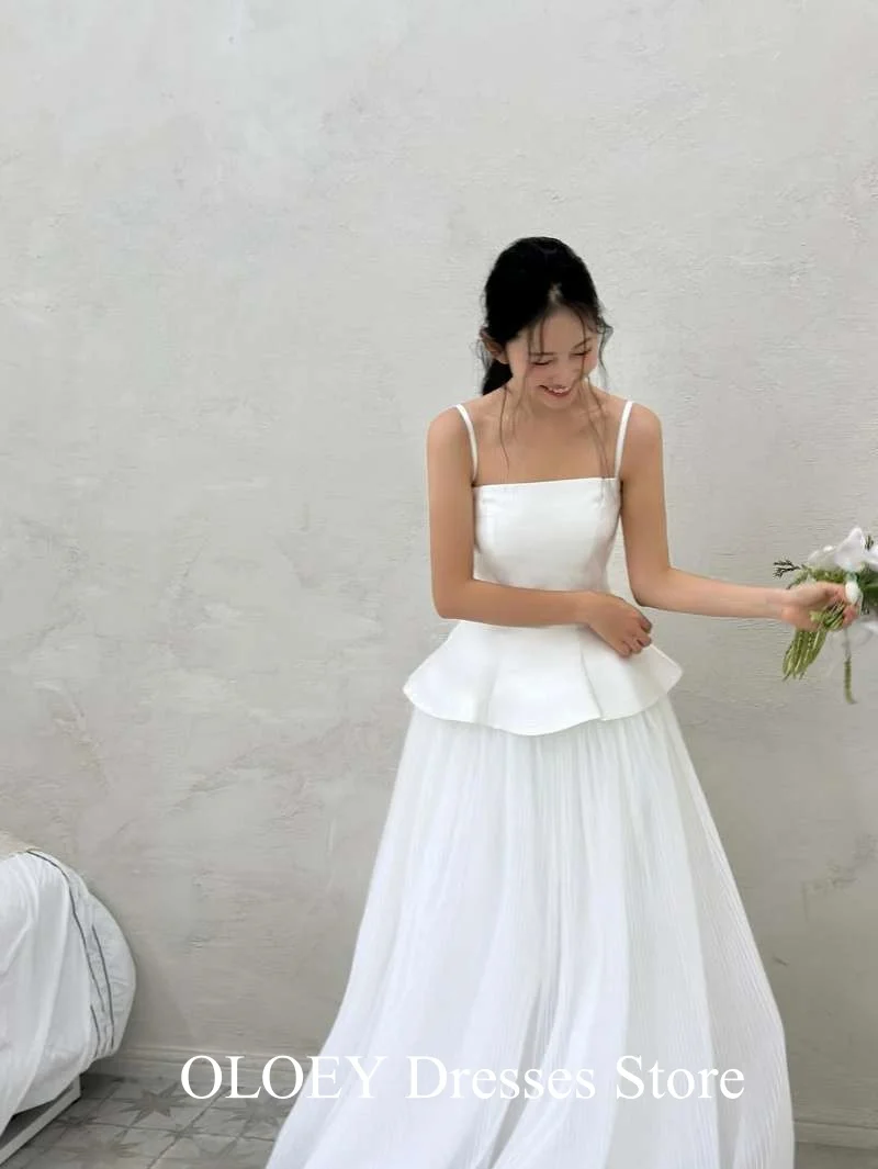 OLOEY Elegant 2 Pieces Wedding Dresses Korea Photo shoot Spaghetti Straps Bride Gowns Reception Party Dress Customized 2025