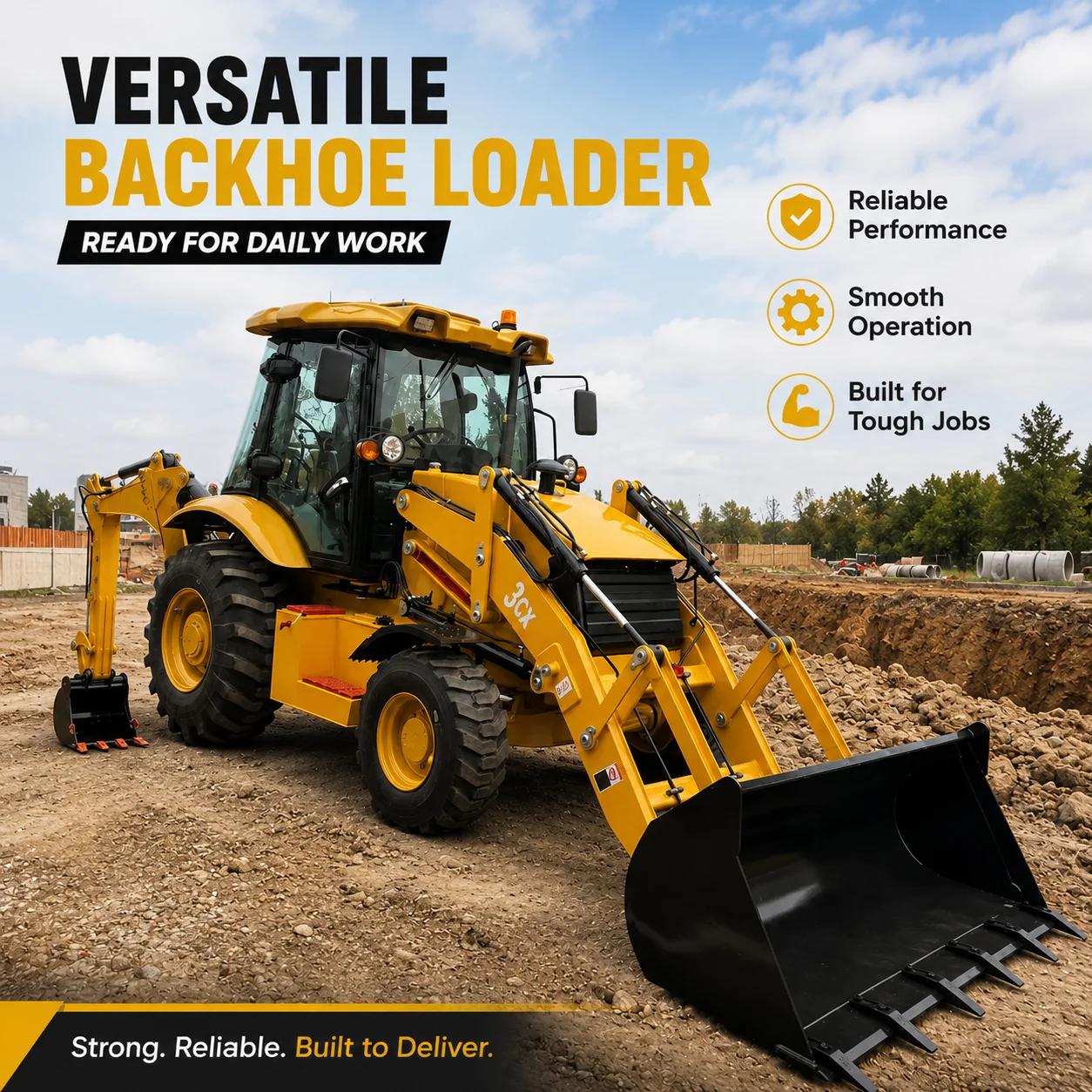 Custom CE Euro 5 3CX Loader Backhoe 4WD Construction Machine for Road Building Agriculture and Excavation Work