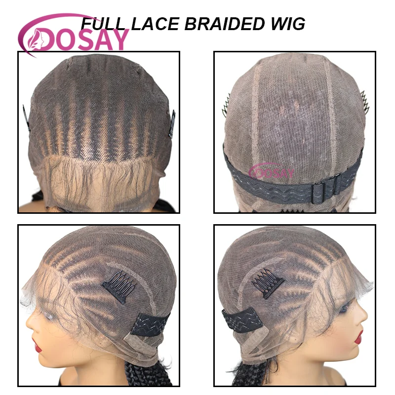 36インチ合成編み込みウィッグ、黒人女性用フルレースウィッグ、結び目のないボックスブレイズウィッグ、ベビーヘア付きコーンロウブレイズレースウィッグ