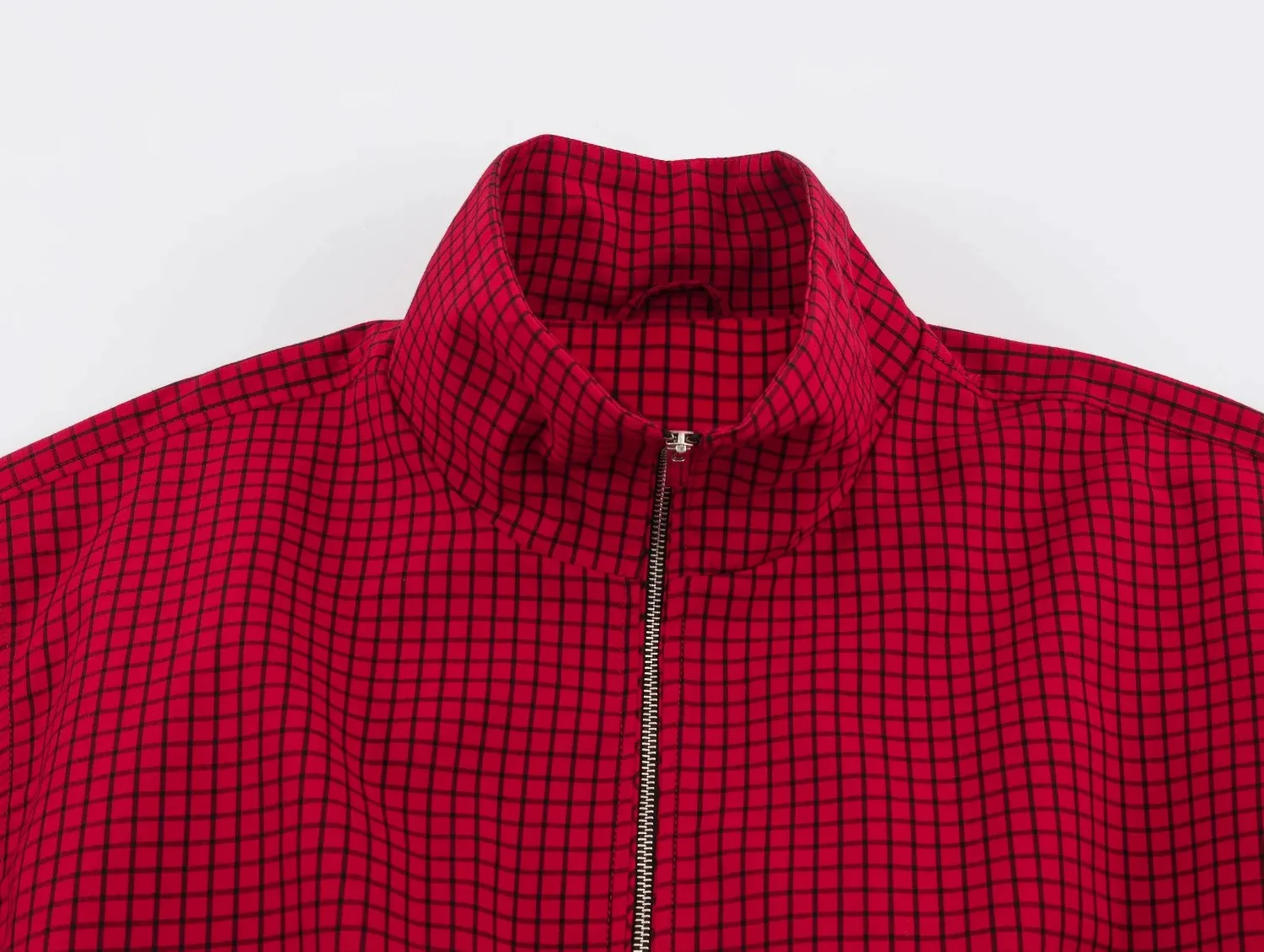 Damenmode Rote Karierte Bomberjacken für Frauen 2026 Neue Langarm-Reißverschlussjacke Damen Herbst Streetwear Freizeitmantel – Detail 7