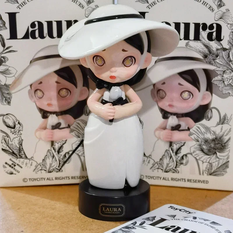 لورا سحر الصفائح الباهتة سلسلة صندوق أعمى لطيف أنيمي الشكل تحصيل نموذج دمية سطح المكتب الحلي الكبار لعبة أطفال هدية