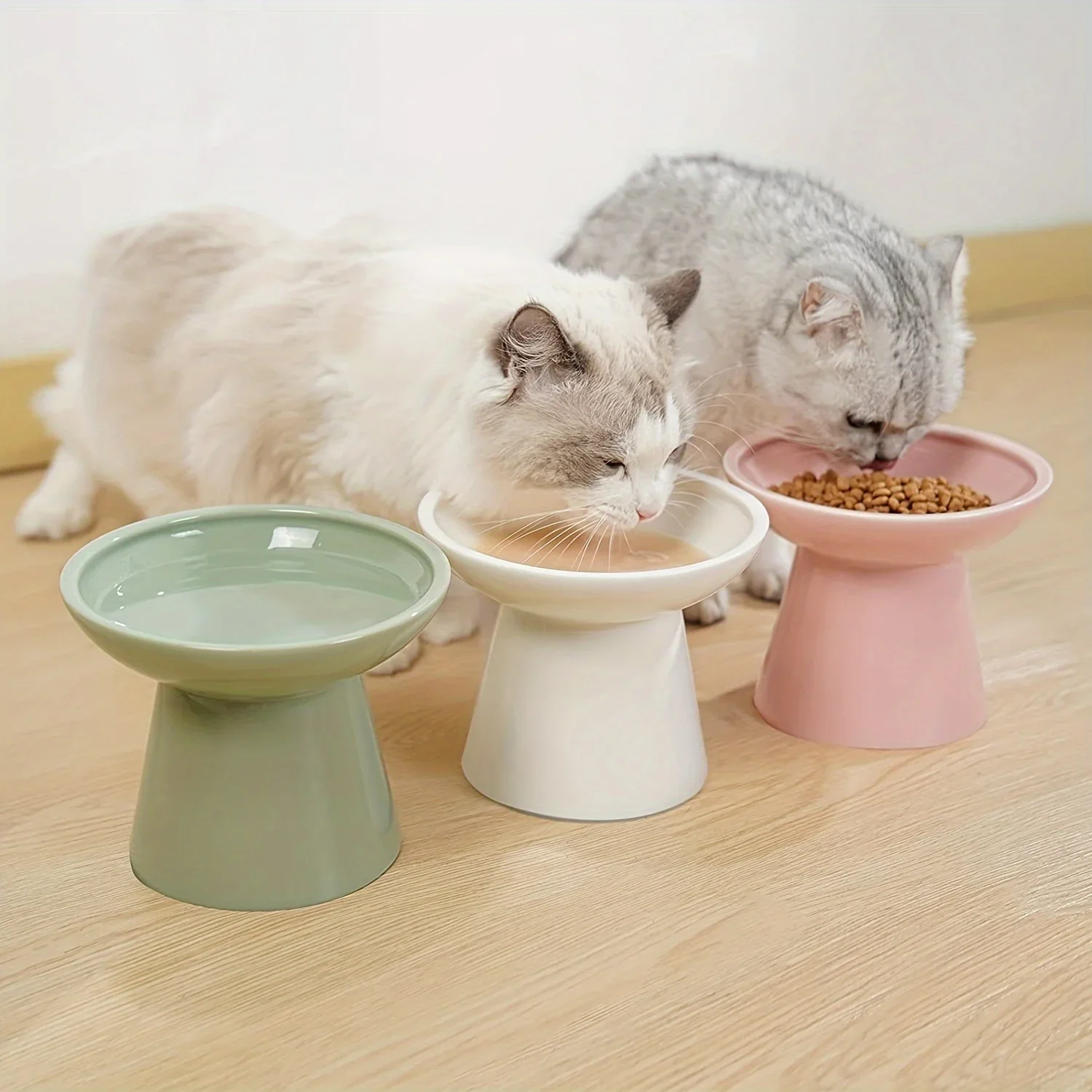 

Premium Ceramic Cat Bowl - Elevated Design for Whisker Comfort & Neck Support - Durable, Hygienic Dish for Food & Water - Dual P