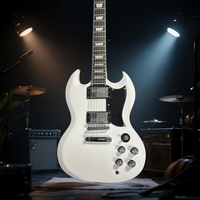 Free Shipping White SG Electric Guitar 2H Pickups Rosewood Fingerboard Mahogany Body Chrome Hardware