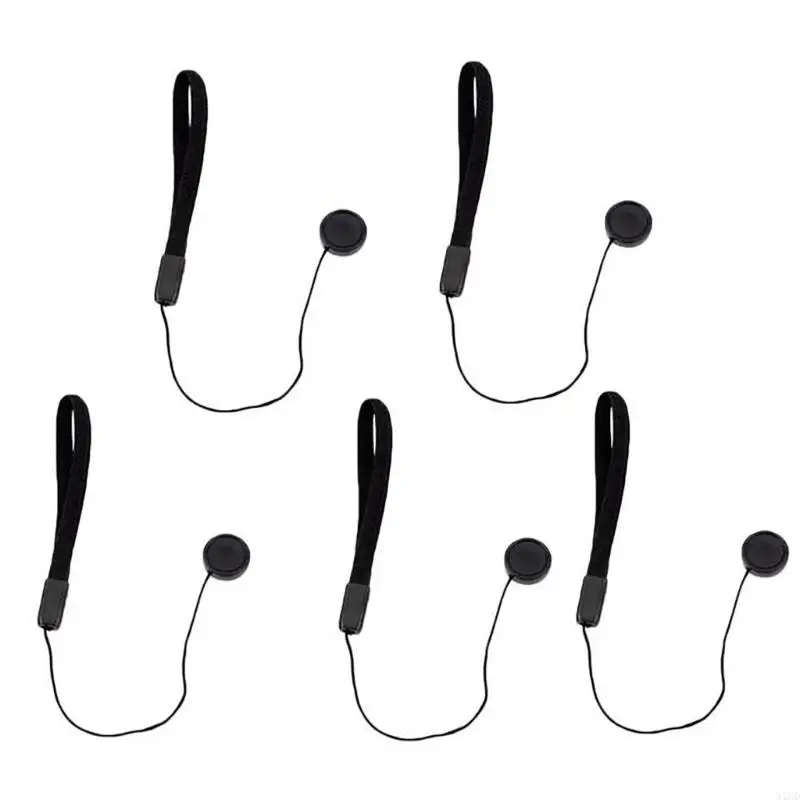 

N1HD 5Pcs Black Camera Lens Cover Holder Strap Rope Lanyard Accessories for DSLR