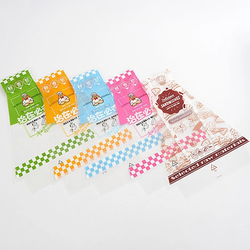100 Uds. Envoltorios para sándwich, desechables especiales, fáciles de rasgar, bolsa de embalaje triangular transparente para hornear pasteles y pan