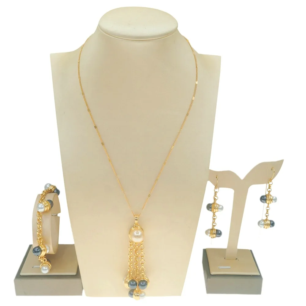 Ensemble de bijoux pour femmes, collier, bracelet, boucles d'oreilles, plaqué Dubaï, DD1033, nouveau