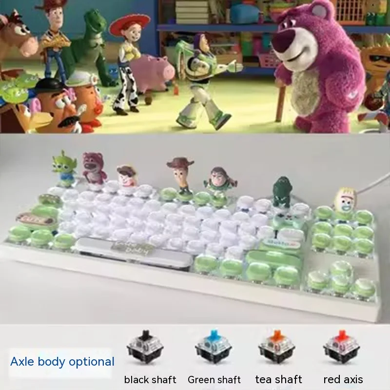 New Disney Toy Story Woody Bass Lightyear 104 Mechanical Keyboard Hot Plug Green Axis Black Tea White Wired Cute Game Keyboard