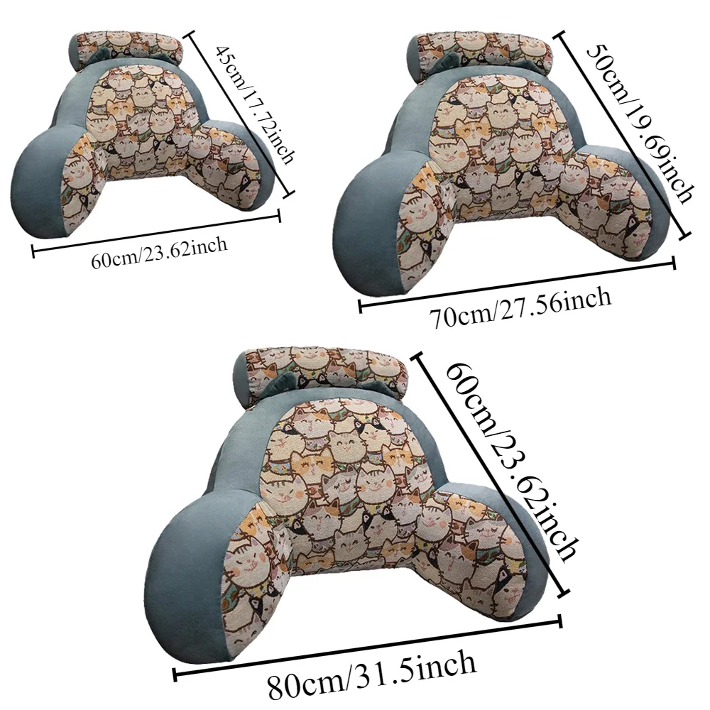 Retro Lumbar Support Large Cushion Bedside Reading Playing Sofa Cushion Home Bedroom Office Waist Protection Pillow Removable
