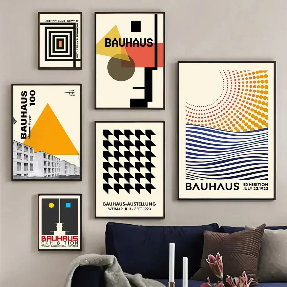 Bauhaus Architecture Geometric Stripes Modern Abstract Wall Art Canvas Painting Poster And Print Pictures For Linving Room Decor