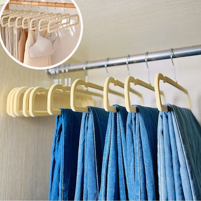 10PCS Non-Slip Velvet Pants Hangers,Multifunctional Rectangular Organizer Rack for Bra Camisole,Home Space-Saving Scarf Hanger