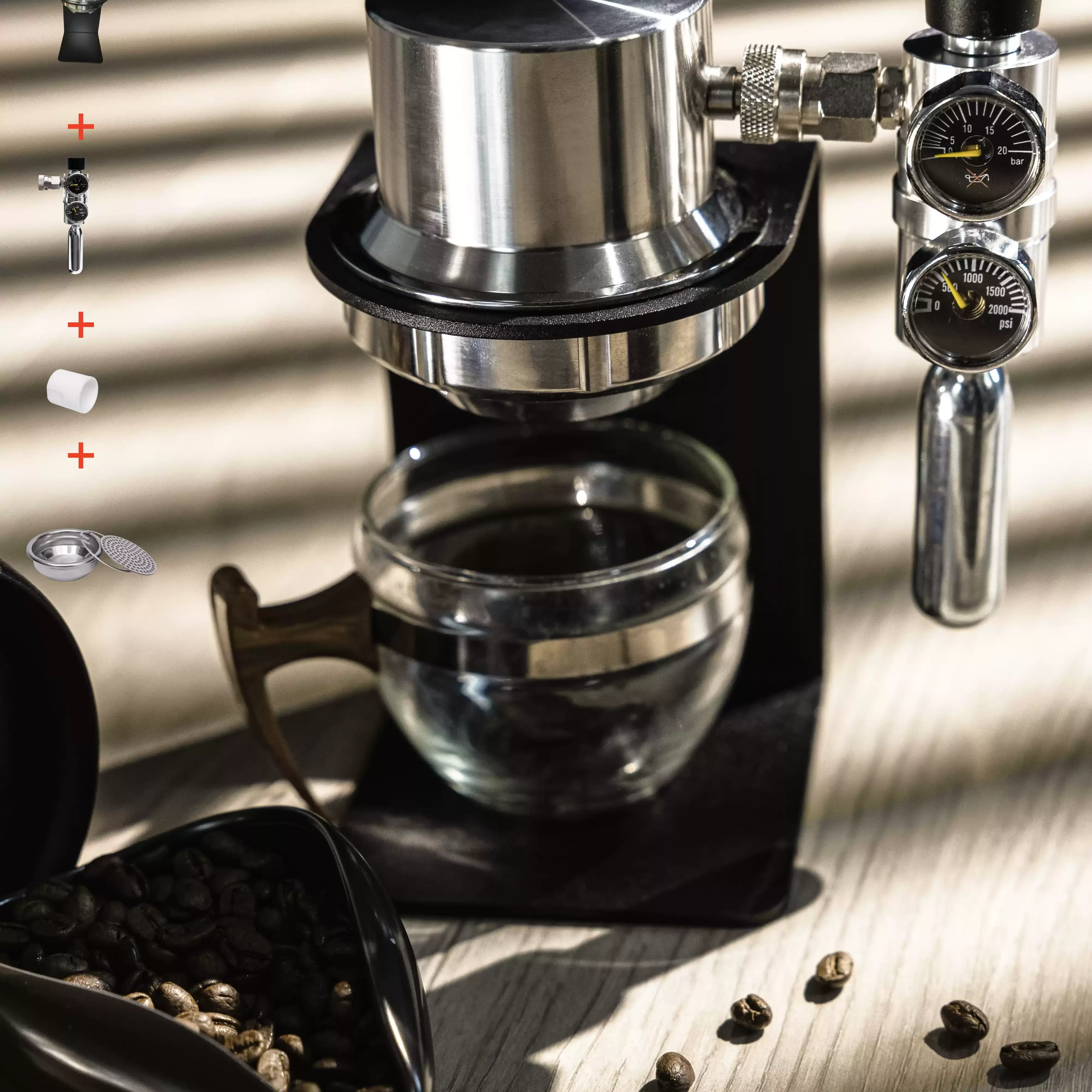 Extraction Portable Coffee Machine Household Stainless Steel Portable Double Meter Pressure Reducing Valve