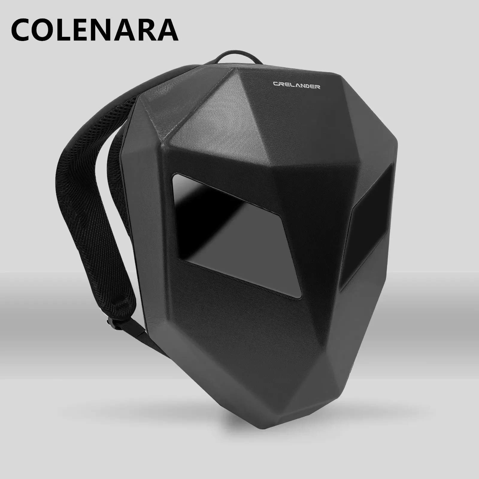 COLENARA-Hard Shell back للرجال ، حقيبة مدرسية للكمبيوتر المحمول ، خفيفة الوزن ، حقيبة كتف مقاومة للماء ، LED ، ركوب خارجي ، خوذة ، ABS